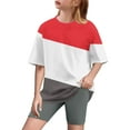 thumbnail image 1 of Spazoro Little & Big Girls Leisure Outfit Sets, Summer Crew Neck Gradient Color 2-Pieces Short Sleeve Shirt and Shorts Sets Red Size 8 T, 1 of 8