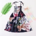 thumbnail image 1 of Spazoro Little & Big Girls Princess Dress, Crew Neck 2025 New Style Floral Print Sleeveless Summer Dresses for Child Girls Blue Size 6 T, 1 of 3