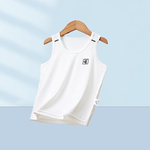 Spazoro Little and Big Girls Tank Tops Undershirts, Breathable 100%Cotton Summer Sleeveless Solid Cute Print Camisole for Kids Girls Boys White Size 11 T