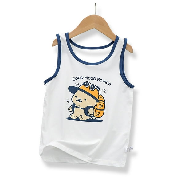 Spazoro Little and Big Girls Tank Tops Undershirts, Sleeveless Cute Print Breathable 100%Cotton Summer Camisole for Kids Girls Boys Multicolor Size 4-5T