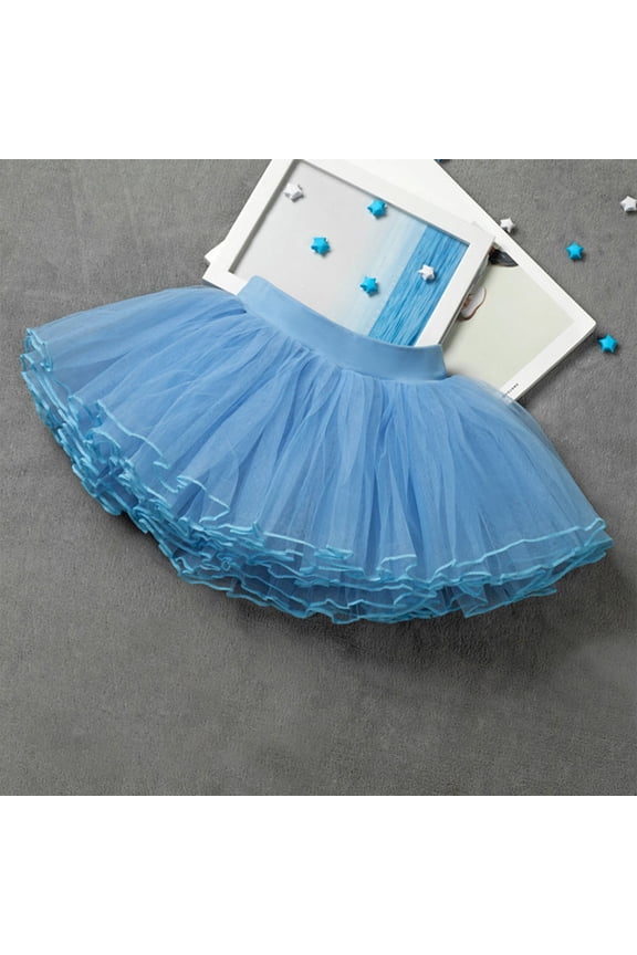Little & Big Girls Tutu Ballet Skirts, Solid Leisure Mesh Princess Skirts for Child Girls Light Blue Size 3 T
