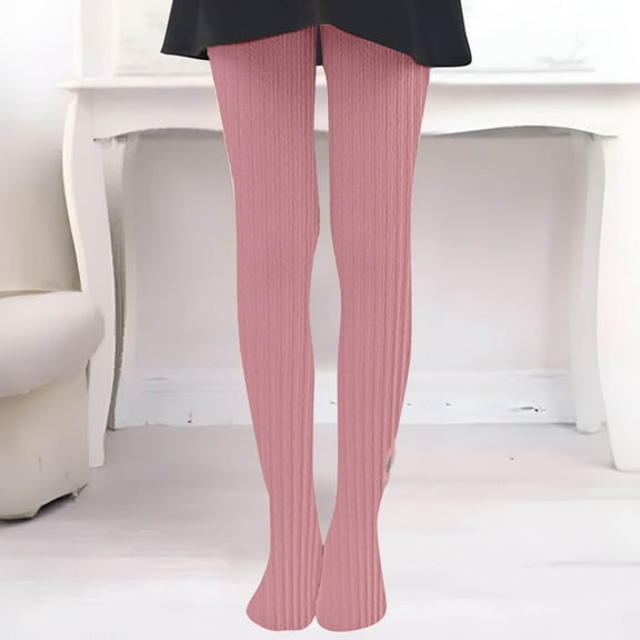 Spazoro Little Girls Pantyhose, Cotton Tights Dance Botton Solid Color Warm Tights Dance Botton Socks for Kids Girls Pink Size M