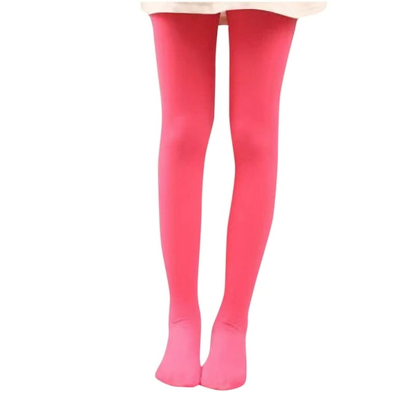 Spazoro Little Girls Pantyhose, Solid Color Cotton Tights Dance Botton Warm Tights Dance Botton Socks for Kids Girls Watermelon Red Size 2XL