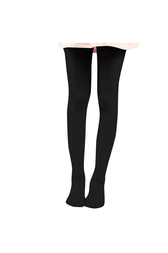 Little Girls Pantyhose, Warm Cotton Solid Color Tights Dance Botton Tights Dance Botton Socks for Kids Girls Black Size L