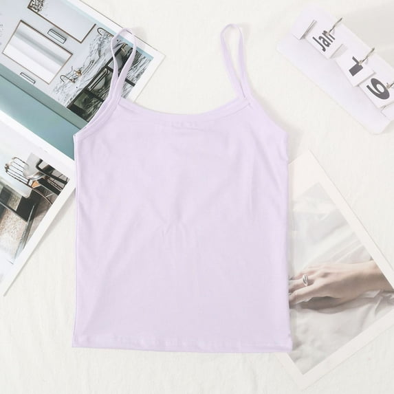 Spazoro Little Girls Tank Tops Undershirts, Breathable 100%Cotton Sleeveless Summer Solid Camisole for Kids Girls Boys Purple Size M