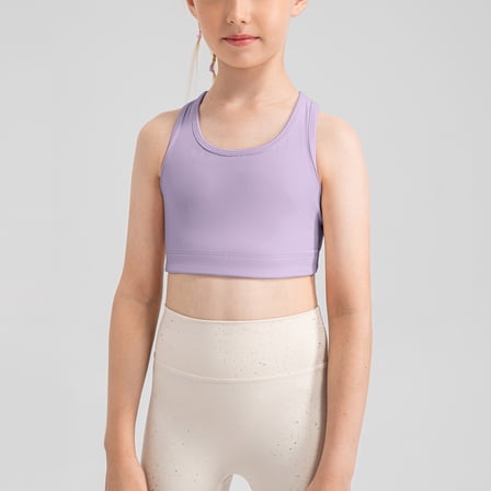 Spazoro Little Girls Tank Tops Undershirts, Breathable Solid Sleeveless Summer Yoga Camisole for Kids Girls Boys Purple Size 10 T