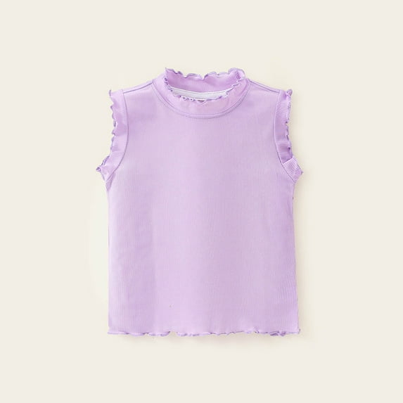Spazoro Little Girls Tank Tops Undershirts, Sleeveless Solid Breathable 100%Cotton Summer Camisole for Kids Girls Boys Purple Size 12 Months