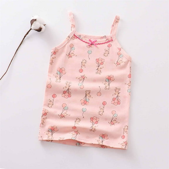 Spazoro Little Girls Tank Tops Undershirts, Sleeveless Summer Floral Print Breathable Camisole for Kids Girls Boys Pink Size 9-10T
