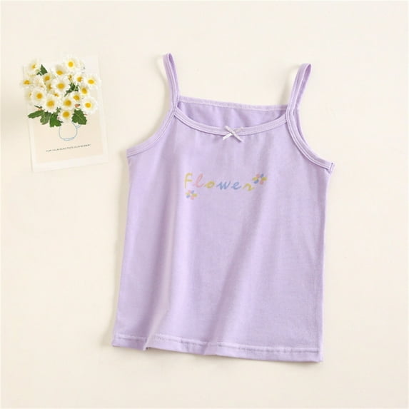 Spazoro Little Girls Tank Tops Undershirts, Sleeveless Summer Solid Breathable 100%Cotton Camisole for Kids Girls Boys Purple Size 10 T