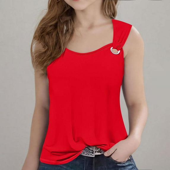 Spazoro Little Girls Tank Tops Undershirts, Solid Summer Sleeveless Breathable Camisole for Kids Girls Boys Red Size 11-12T