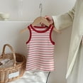 thumbnail image 1 of Spazoro Little Girls Tank Tops Undershirts, Summer Breathable 100%Cotton Striped Sleeveless Camisole for Kids Girls Boys Red Size 3 T, 1 of 5