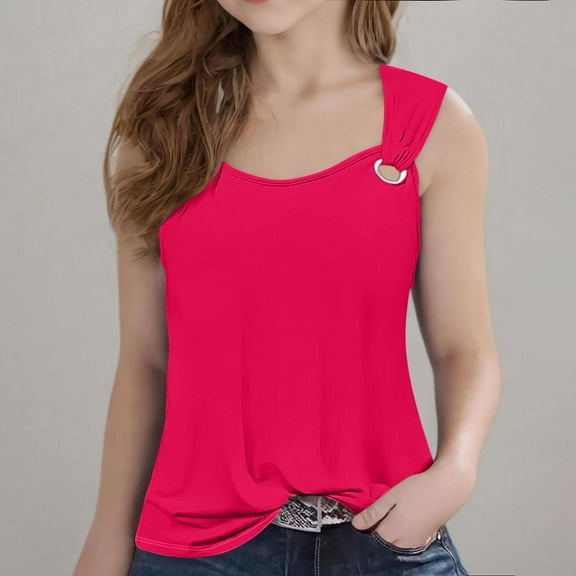 Spazoro Little Girls Tank Tops Undershirts, Summer Solid Breathable Sleeveless Camisole for Kids Girls Boys Hot Pink Size 7-8T