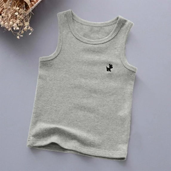 Spazoro Little and Big Girls Tank Tops Undershirts, Breathable 100%Cotton Solid Sleeveless Summer Camisole for Kids Girls Boys Gray Size 5-6T