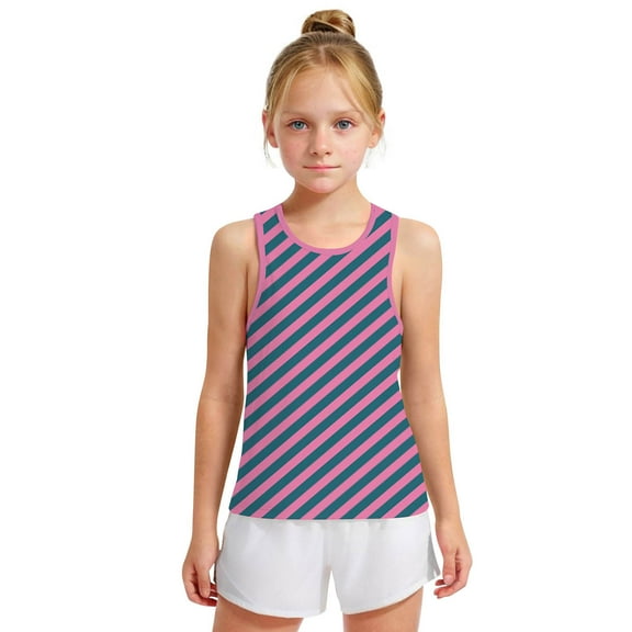 Spazoro Little and Big Girls Tank Tops Undershirts, Breathable Summer Striped Sleeveless Camisole for Kids Girls Boys Pink Size 8 T