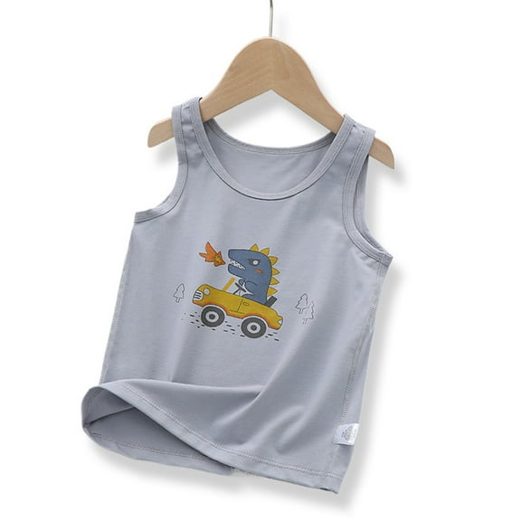 Spazoro Little and Big Girls Tank Tops Undershirts, Dinosaur Sleeveless Summer Breathable 100%Cotton Camisole for Kids Girls Boys Multicolor Size 3T