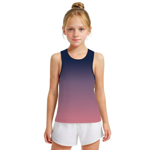 Spazoro Little and Big Girls Tank Tops Undershirts, Gradient Color Breathable Summer Sleeveless Camisole for Kids Girls Boys Purple Size 6 T