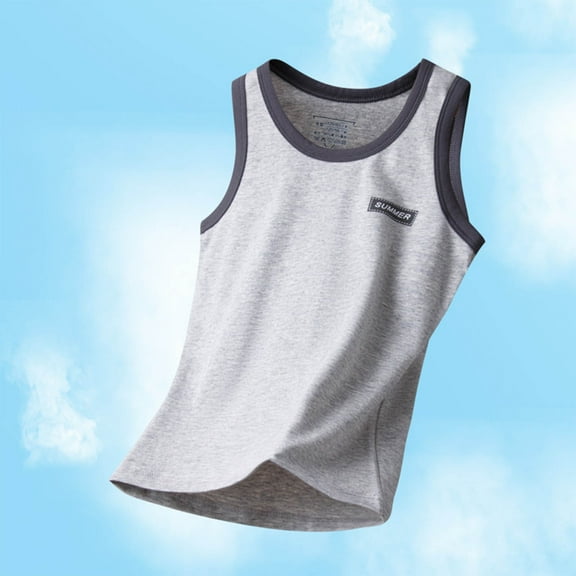 Spazoro Little and Big Girls Tank Tops Undershirts, Sleeveless Summer Breathable 100%Cotton Solid Camisole for Kids Girls Boys Gray Size 2 T
