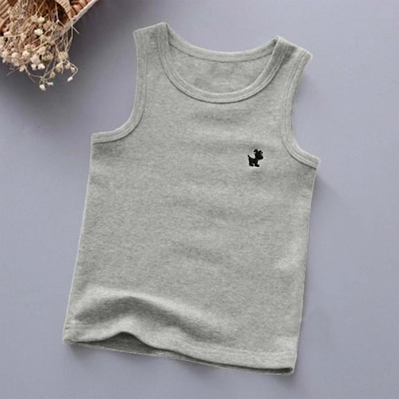 Spazoro Little and Big Girls Tank Tops Undershirts, Solid Sleeveless Summer Breathable 100%Cotton Camisole for Kids Girls Boys Gray Size 7-8T