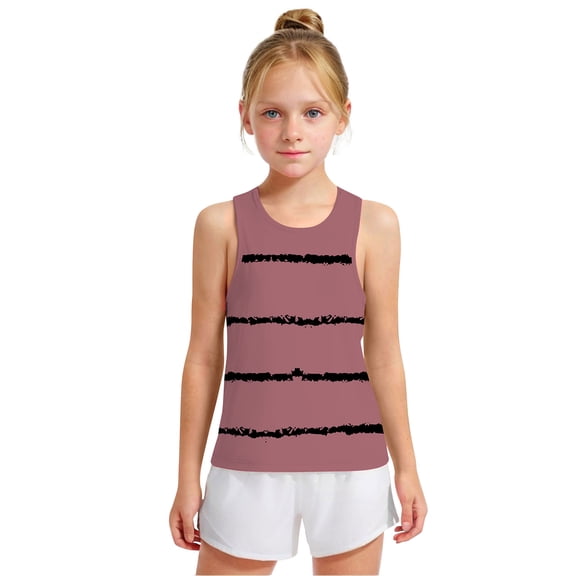 Spazoro Little and Big Girls Tank Tops Undershirts, Striped Sleeveless Breathable Summer Camisole for Kids Girls Boys Pink Size 3 T