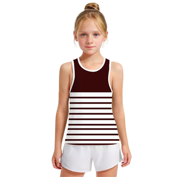 Spazoro Little and Big Girls Tank Tops Undershirts, Striped Summer Breathable Sleeveless Camisole for Kids Girls Boys Wine Size 6 T
