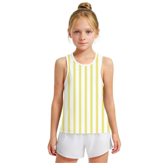 Spazoro Little and Big Girls Tank Tops Undershirts, Summer Breathable Striped Sleeveless Camisole for Kids Girls Boys Yellow Size 3 T