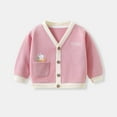thumbnail image 1 of Spazoro Long Sleeve Loose Sweaters For Girls, Casual Cute Print V-Neck Buttondown Toddler Baby Girls Cardigan Pink Size 7 T, 1 of 8