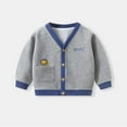 thumbnail image 1 of Spazoro Long Sleeve Loose Sweaters For Girls, Cute Print Buttondown Casual V-Neck Toddler Baby Girls Cardigan Gray Size 7 T, 1 of 7