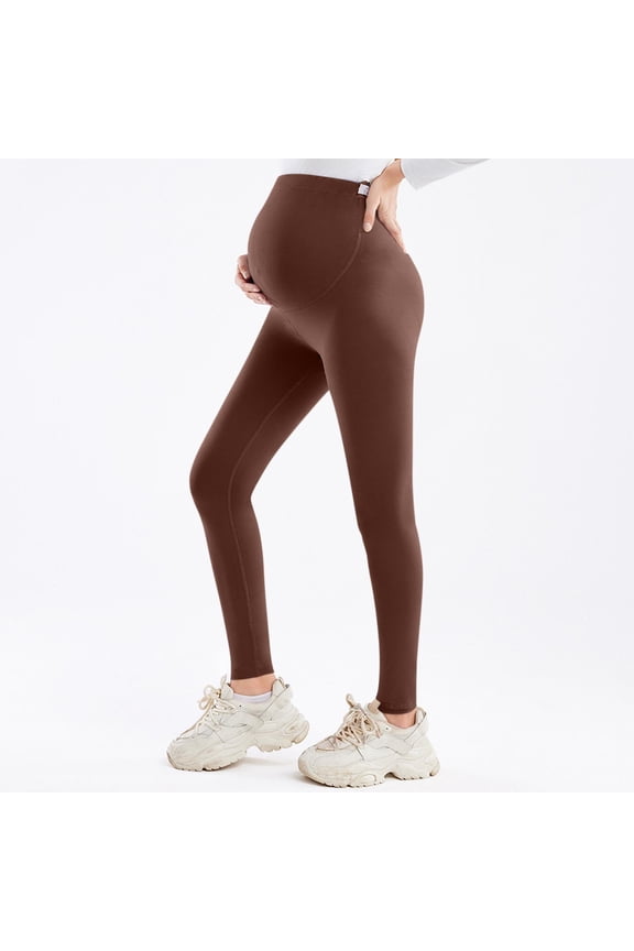 Maternity Leggings, Workout Belly Support Over the Belly Stretchy Pregnancy Yoga Pants Activewear Coffee