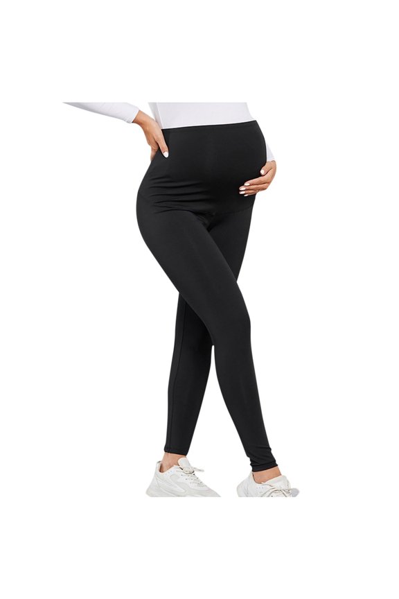 Maternity Leggings, Workout Stretchy Over the Belly Belly Support Pregnancy Yoga Pants Activewear Black
