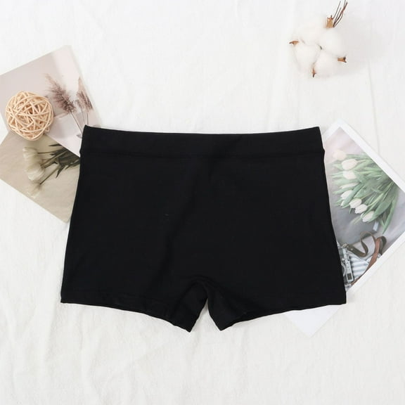 Spazoro Teen Girls Boxer Briefs, Cotton Solid Color Stretch Soft & Comfy Underwear Panties for Girl Black Size 6-13T