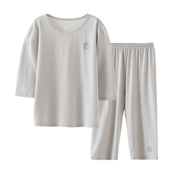 Spazoro Teen Girls Pajamas Set, 2-Piece Sleepwear Cotton Thin Lightweight Long Sleeve Shirts and Pants Outfit Pjs Set Gray Size 13 T