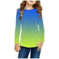 thumbnail image 1 of Spazoro Teen Girls T Shirts, Casual Tee Spring Fall Tops Crewneck Gradual Color Changing Long Sleeve Blouses For Kids Girls Yellow Size 7 T, 1 of 7