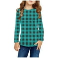 thumbnail image 1 of Spazoro Teen Girls T Shirts, Long Sleeve Plaid Crewneck Casual Tee Spring Fall Tops Blouses For Kids Girls Sky Blue Size 3 T, 1 of 5