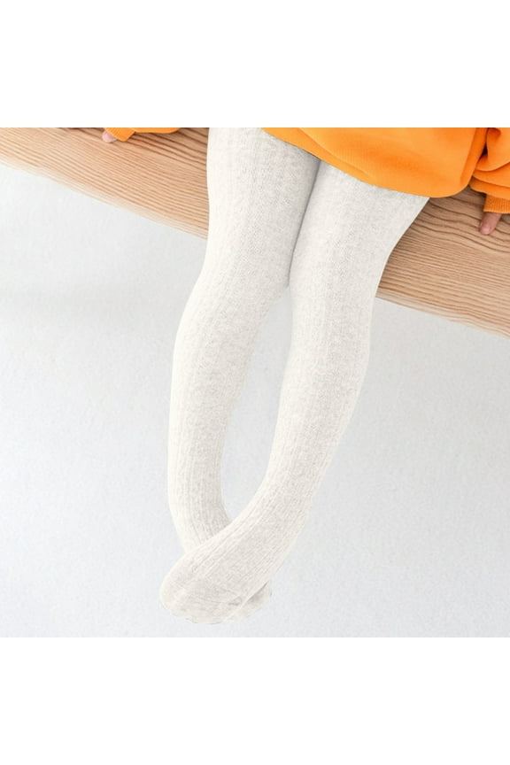 Toddler Baby Boys Girls Pantyhose, Elastic Cotton Winter Tights Solid Color Warm Button Socks and Pants for Child Girls White Size 4T
