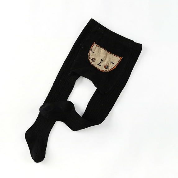 Spazoro Toddler Baby Boys Girls Pantyhose, Elastic Solid Color Warm Winter Tights Cotton Button Socks and Pants for Child Girls Black Size 12-24 Months