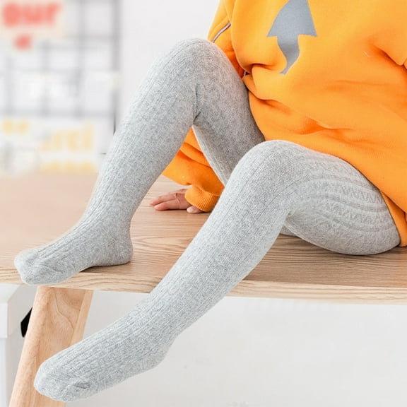 Spazoro Toddler Baby Boys Girls Pantyhose, Elastic Winter Tights Cotton Warm Solid Color Button Socks and Pants for Child Girls Gray Size 4T