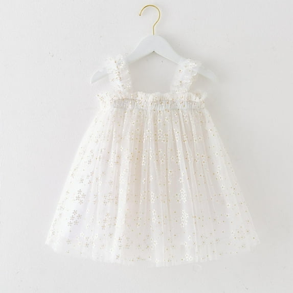 Spazoro Toddler Baby Girls Dress Skirts, Flower 2025 Saving Princess Pageant Party Birthday Wedding Suspenders Mesh Dresses for Child Girls White Size 3 Months