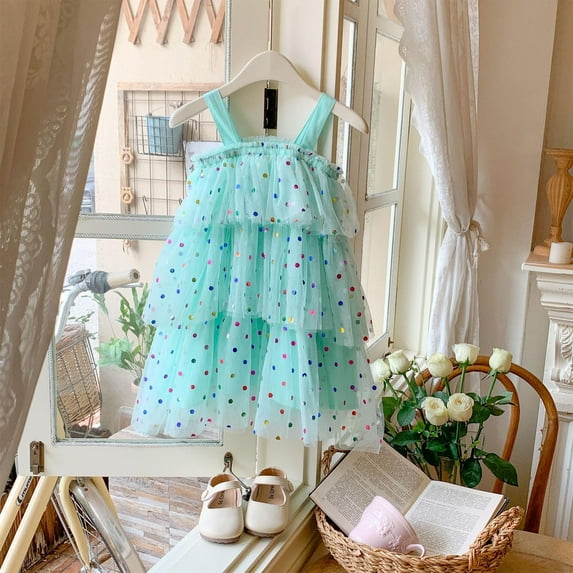 Spazoro Toddler Baby Girls Dress Skirts, Princess Pageant Party Birthday Wedding Suspenders Cute 2025 Saving Mesh Dresses for Child Girls Mint Green Size 9 Months
