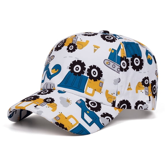 Spazoro Toddler Boys Girls Baseball Cap, Perforated Adjustable Breathable Car Print Washed Cotton Hat for Summer Protection Dark Blue