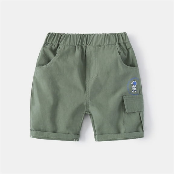 Spazoro Toddler Boys Girls Cargo Shorts, Elastic Waist Solid Color with Pockets Summer Casual Shorts for Boys Green Size 2 T