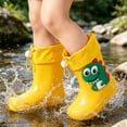 thumbnail image 1 of Spazoro Toddler Boys Girls Rain Boots, Adjustable Drawstring Top Waterproof Cartoon Pattern Non-Slip Outdoor Rain Shoes for Baby Kids Yellow, 1 of 8