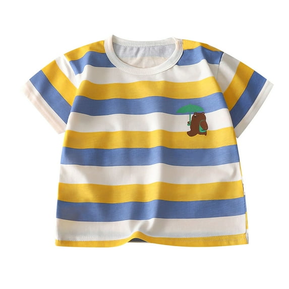 Spazoro Toddler Boys Girls Shirts Tee, Cute Print Graphic T-Shirts Short Sleeve Crew Neck Casual Summer Tops for Unisex Light Blue Size 7 T