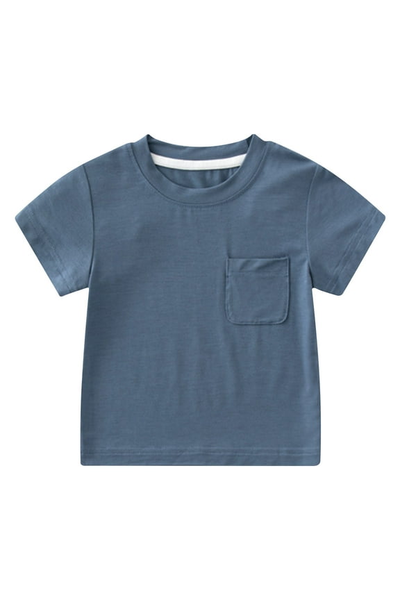 Toddler Boys Girls Shirts Tee, Graphic T-Shirts Crew Neck Short Sleeve Cute Print Casual Summer Tops for Unisex Blue Size 0-3 Months