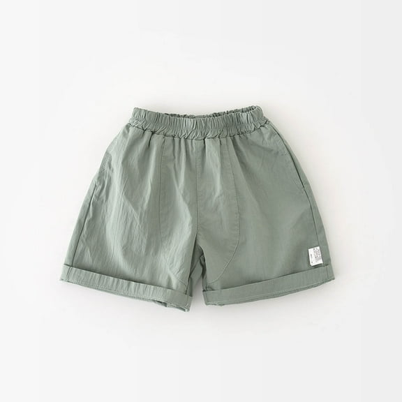 Spazoro Toddler Boys Girls Shorts, Elastic Waist Summer with Pockets Solid Color Casual Shorts for Boys Army Green Size 2 T