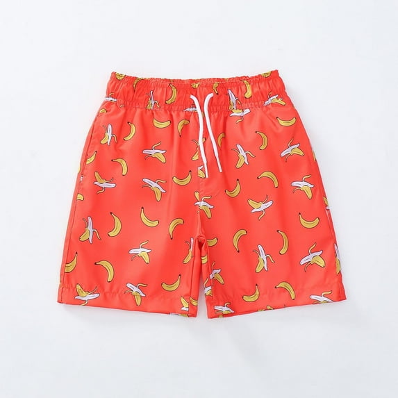 Spazoro Toddler Boys Girls Shorts, Printed Elastic Waist Summer with Pockets Casual Shorts for Boys Orange Size 2 T