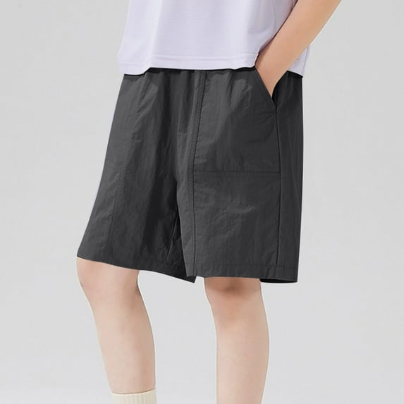 Spazoro Toddler Boys Girls Shorts, Solid Color Elastic Waist with Pockets Summer Casual Shorts for Boys Black Size 3-4T