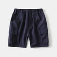 thumbnail image 1 of Spazoro Toddler Boys Girls Shorts, Summer Elastic Waist Solid Color with Pockets Casual Shorts for Boys Navy Size 7-8 T, 1 of 3