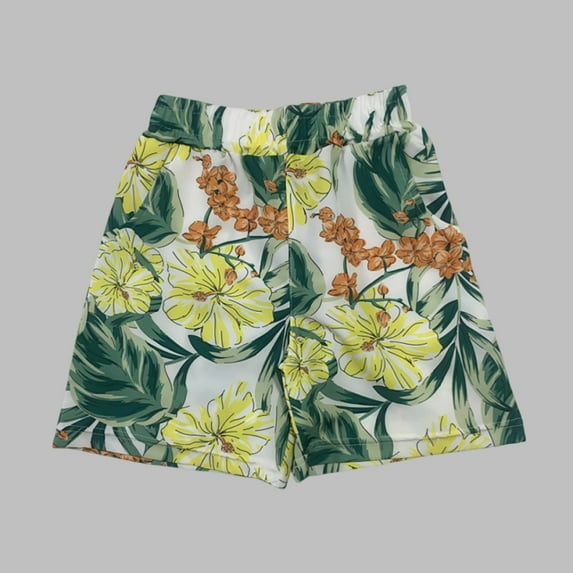 Spazoro Toddler Boys Girls Shorts, Summer with Pockets Elastic Waist Printed Casual Shorts for Boys Yellow Size 9 T