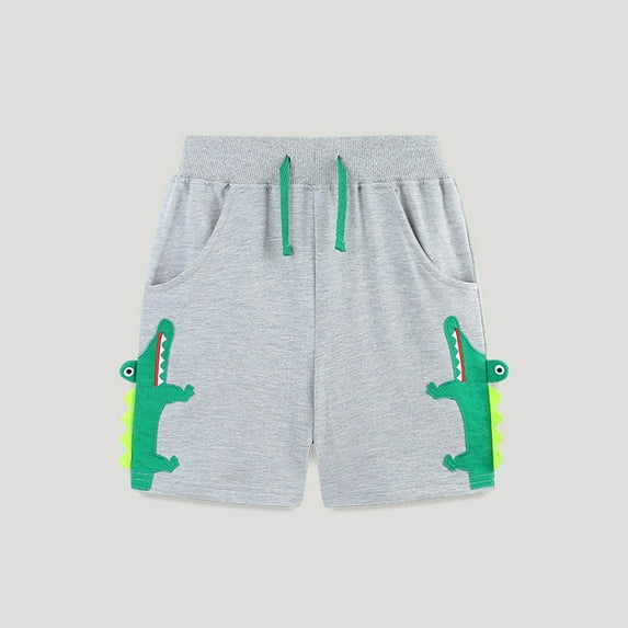 Spazoro Toddler Boys Girls Shorts, with Pockets Printed Elastic Waist Summer Casual Shorts for Boys Gray Size 2 T
