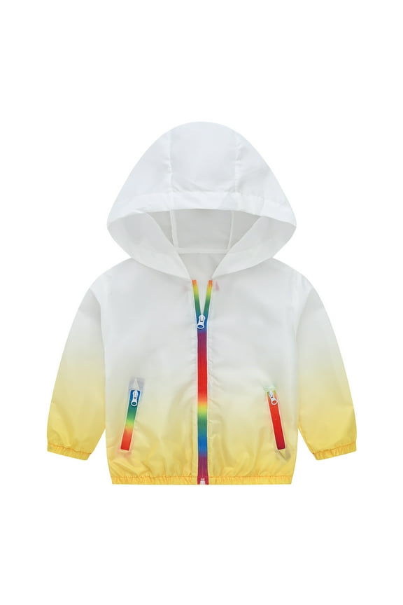Toddler Boys Jacket, Gradual Color Changing Lightweight Long Sleeve Hooded Windbreaker Yellow Size 5-6T